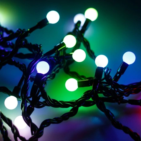 Светодиодная гирлянда ARD-BALL-CLASSIC-D13-10000-BLACK-100LED RGB (230V, 7W) (Ardecoled, IP65)