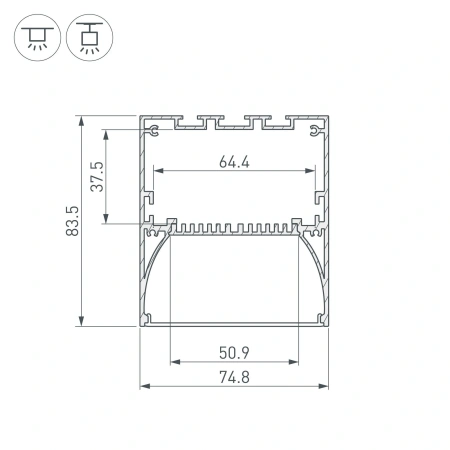 Профиль ARH-POWER-W75-2000 ANOD (Arlight, Алюминий)