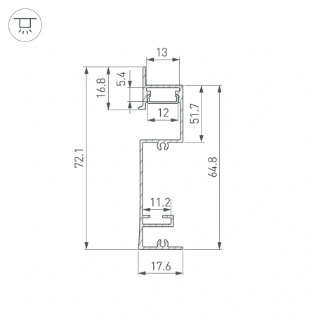 Профиль PLINTUS-H73-F-2000 BLACK (Arlight, Алюминий)