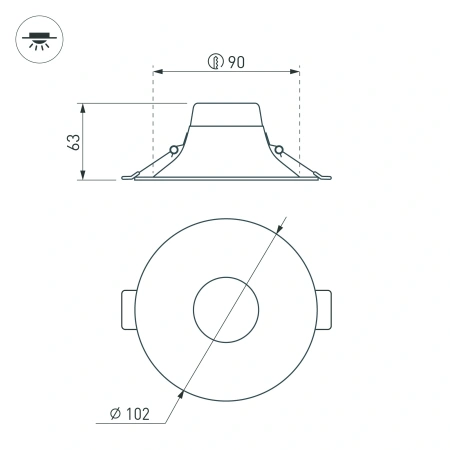 Светильник MS-BLIZZARD-BUILT-R102-8W Warm3000 (BK, 100 deg, 230V) (Arlight, IP20 Металл, 3 года)