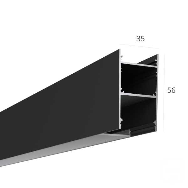 Алюминиевый LED профиль LINE 3556 ral9003 LT70 (с экраном) — 2000мм