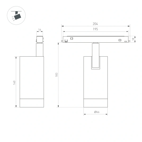 Светильник MAG-ORIENT-SPOT-R65-20W Day4000 (BK, 24 deg, 48V, DALI) (Arlight, IP20 Металл, 5 лет)