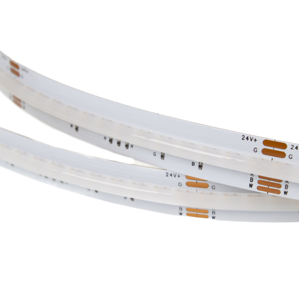 Светодиодная лента COB, 784 chip/m, RGB+ теплая 3000K, 24V, 20W/m, CRI>90, P12, IP20, A259