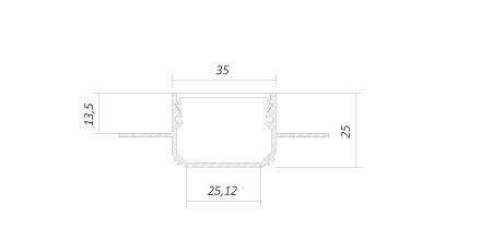 Алюминиевый LED профиль LINE 3525 FANTOM LT70 (с экраном) — 3000мм
