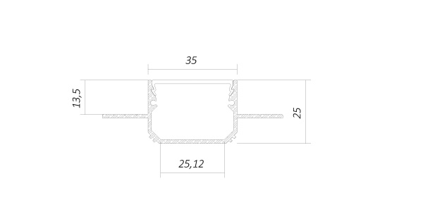 Алюминиевый LED профиль LINE 3525 FANTOM LT70 (с экраном) — 2000мм