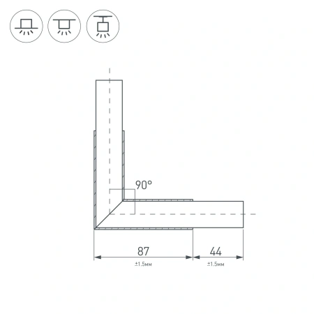 Угол PLS-LOCK-H25-L90 (с экраном MAT-L) (Arlight, Металл)