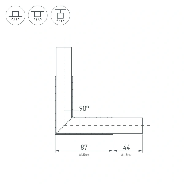 Угол PLS-LOCK-H25-L90 (с экраном MAT-L) (Arlight, Металл)