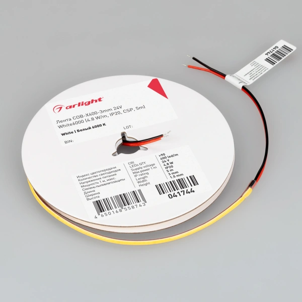 Светодиодная Лента COB-X400-3mm 24V White6000 (4.8 W/m, IP20, CSP, 5m) (Arlight, -)