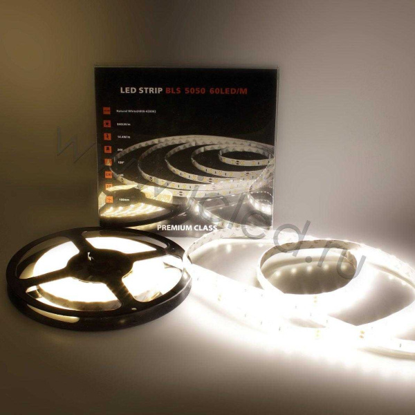 Светодиодная лента Class Premium, 5050, 60 led/m, Day White, 24V, IP65, А25