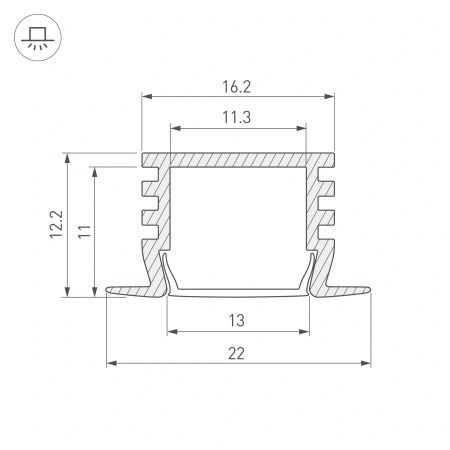 Профиль PDS-F-2000 ANOD (Arlight, Алюминий)