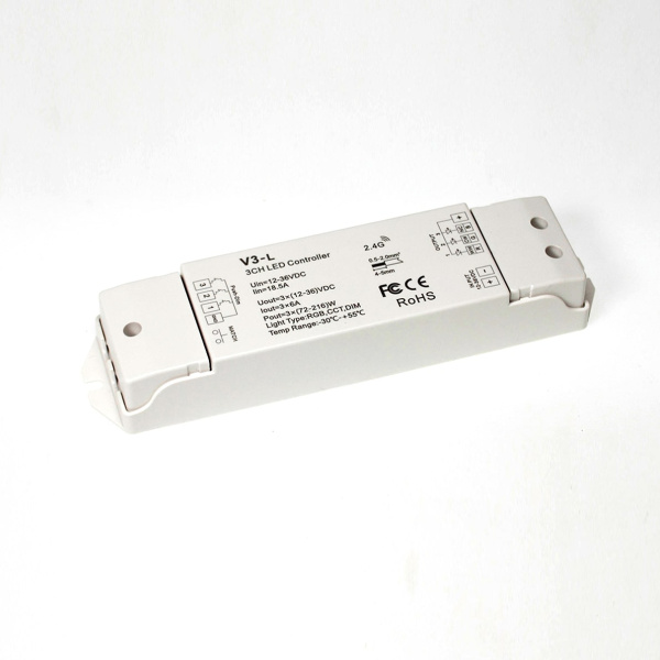 Контроллер V3-L IC41 RGB/CCT/DIM (12-36V, 3ch x 6A, 216/432/648W)