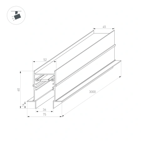 Трек встраиваемый MAG-TRACK-4560-FDW-3000 (BK) (Arlight, IP20 Металл, 3 года)