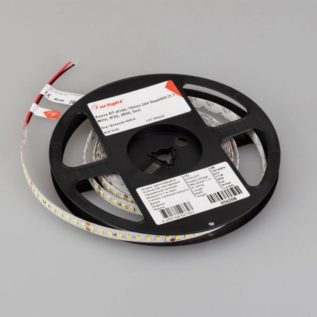 Светодиодная Лента RT-A144-10mm 24V Day4000 (7.7 W/m, IP20, 2835, 5m) (Arlight, высок.эфф.200 лм/Вт)
