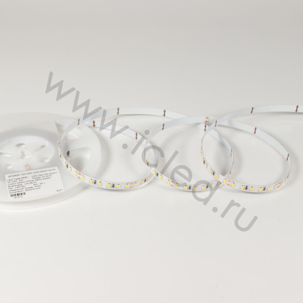 Светодиодная лента Standart Pro class, 2835, 120 led/m, 8mm, без скотча, warm white, 24V, IP20, SL16