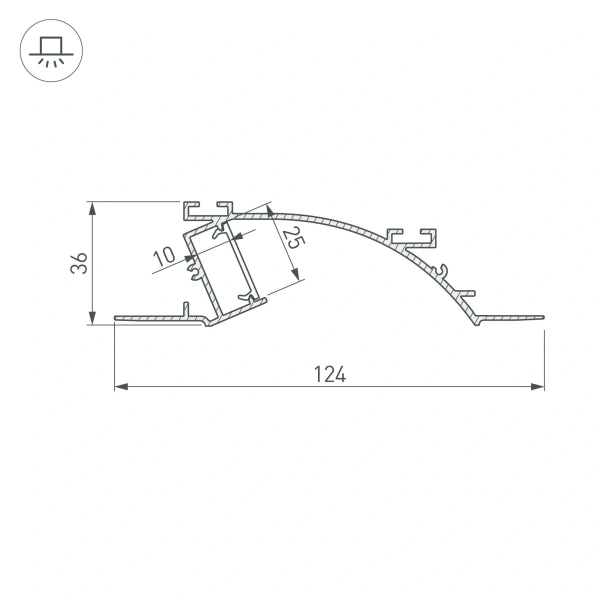 Профиль ALM-ARC-SINGLE-2000 ANOD (Arlight, Алюминий)