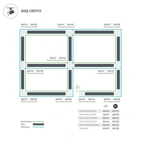 Коннектор тройной LGD-4TR-CON-INT-L2-WH (C) (Arlight, IP20 Пластик, 3 года)