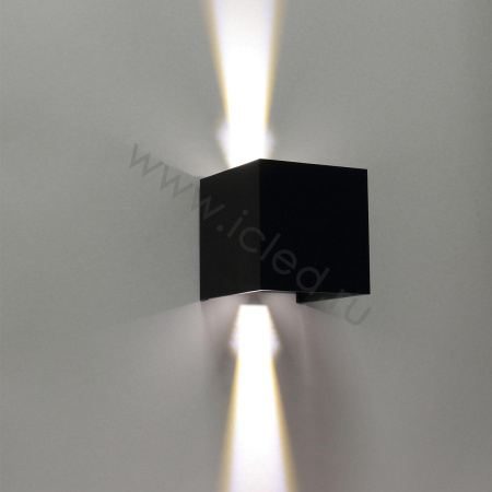 Светильник настенный светодиодный JH-BD-B08 DHL30 (220V, 2х3W, черный корпус, IP65, warm white)