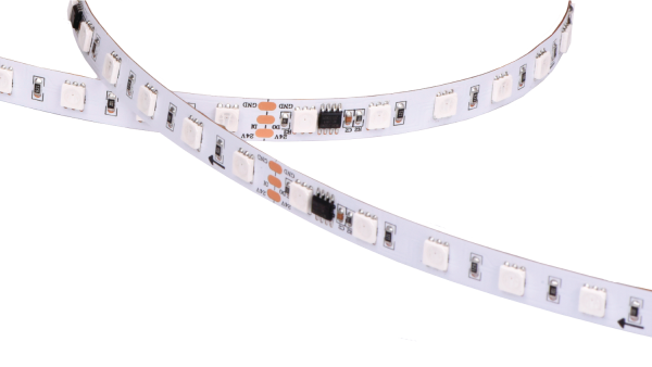 Лента светодиодная SPI, 5050, 60 LED/м, 9 Вт/м, 12В , IP20, Цвет: RGB