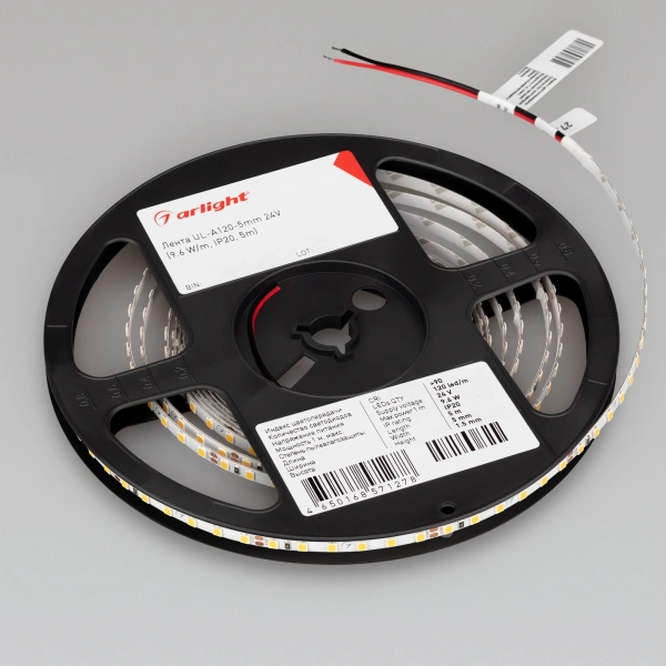Светодиодная Лента UL-A120-5mm 24V Day4000 (9.6 W/m, IP20, 5m) (Arlight, 7 лет)