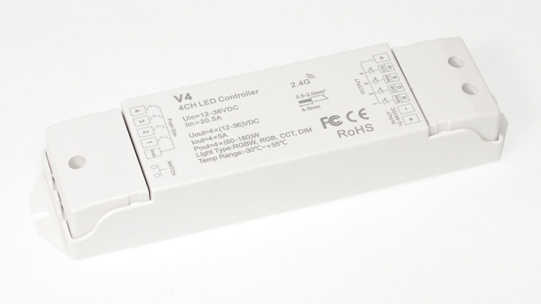 Контроллер V4 IC52 RGBW/RGB/CCT/DIM (12-36V, 4ch x 5A, 240/480/720W)