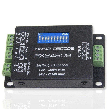 Декодер mini DMX -PX24506 DM3 (12-24V, 108-216W)