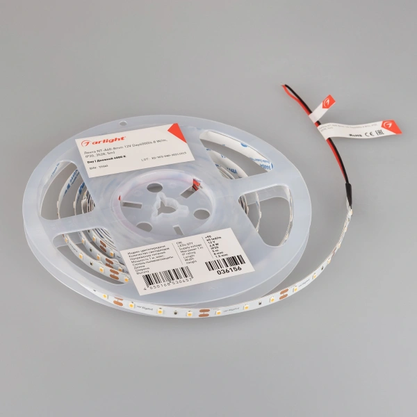 Светодиодная Лента NT-A60-8mm 12V Day4000(4.8 W/m, IP20, 3528, 5m) (Arlight, Открытый)