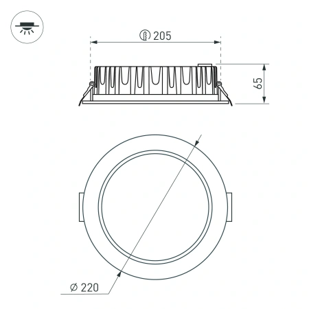 Светильник MS-MIST-BUILT-R220-30W Day4000 (WH, 110 deg, 230V) (Arlight, IP54 Металл, 5 лет)