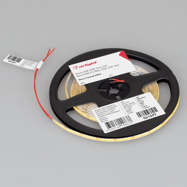 Светодиодная Лента COB-X400-5mm 24V Warm2700 (7.2 W/m, IP20, CSP, 5m) (Arlight, -)