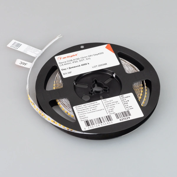 Светодиодная Лента COB-X192-10mm 24V Day4000 (14.4 W/m, IP20, DOT, 5m) (Arlight, Открытый)