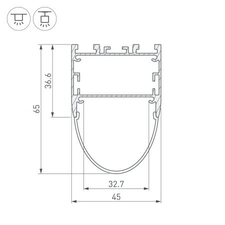 Профиль ARH-LINE-B-3652-2000 ANOD (Arlight, Алюминий)