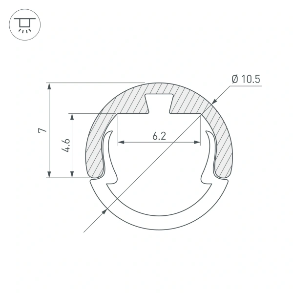 Профиль ROUND-D10.5-2000 ANOD (Arlight, Алюминий)