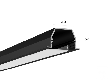 Алюминиевый LED профиль LINE 3525 IN ral9005 LT70 (с экраном) — 2000мм