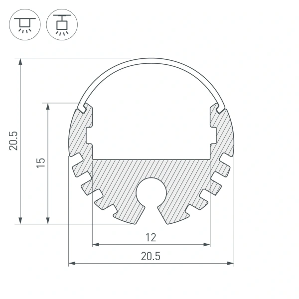 Профиль ARH-ROUND-D20-2000 ANOD (Arlight, Алюминий)