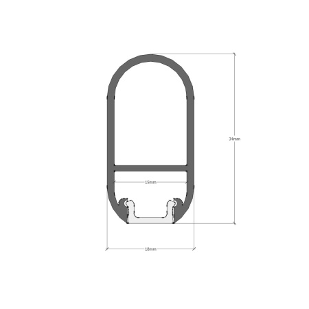 Алюминиевый профиль штанга гардеробный 704 (2000х34х18мм с рассеивателем)
