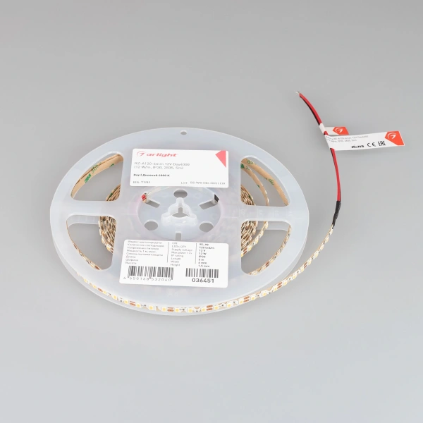 Светодиодная Лента RZ-A120-6mm 12V Day4000 (12 W/m, IP20, 2835, 5m) (Arlight, 12 Вт/м, IP20)