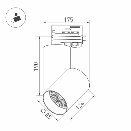 Светильник SP-POLO-TRACK-TURN-R85-15W Warm3000 (WH-BK, 40 deg) (Arlight, IP20 Металл, 3 года)