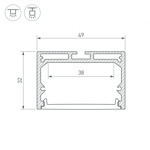 Профиль с экраном SL-LINE-4932-2500 WHITE+OPAL (Arlight, Алюминий)