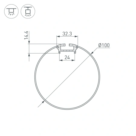 Профиль ARH-ROUND-D100-2000 ANOD (Arlight, Алюминий)