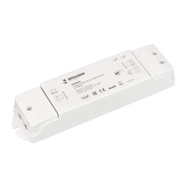 INTELLIGENT ARLIGHT Диммер SMART-PWM-102-72-CDW-PD-SUF (12-36V, 2x5A, TUYA Wi-Fi, 2.4G) (IARL, IP20 Пластик, 5 лет)