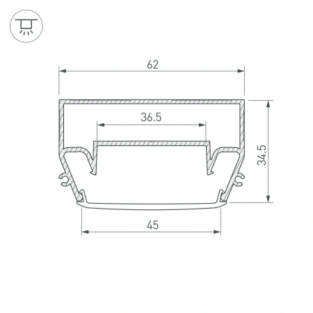 Профиль STRETCH-S-50-CEIL-CENTER-2000 (GAMMA50) (Arlight, Алюминий)