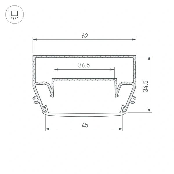 Профиль STRETCH-S-50-CEIL-CENTER-2000 (GAMMA50) (Arlight, Алюминий)