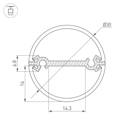 Профиль ROUND-D30-DUAL-2000 ANOD (Arlight, Алюминий)