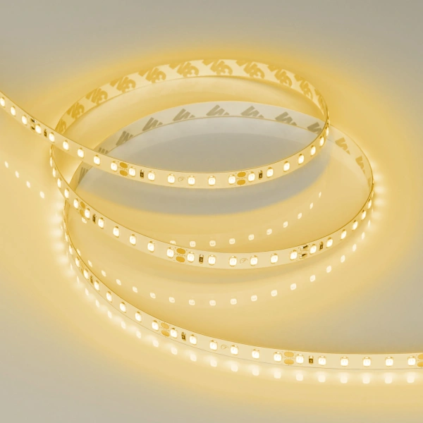 Светодиодная Лента RT-A120-8mm 24V Yellow (9.6 W/m, IP20, 2835, 5m) (Arlight, Открытый)