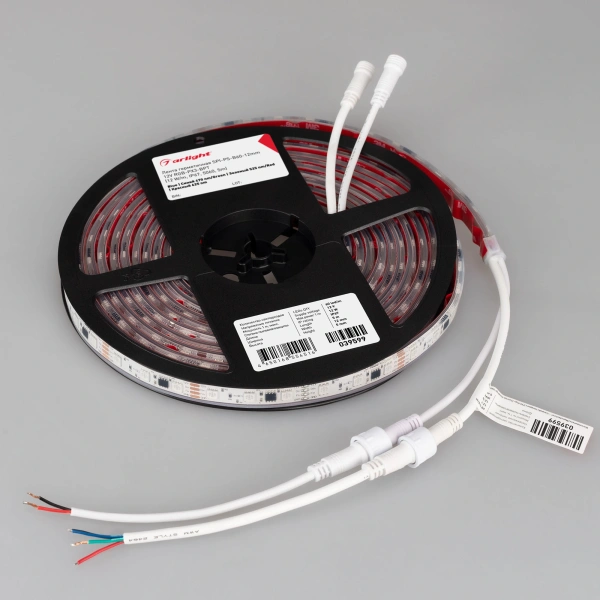 Светодиодная Лента герметичная SPI-PS-B60-12mm 12V RGB-PX3-BPT (12 W/m, IP67, 5060, 5m) (Arlight, бегущий огонь)