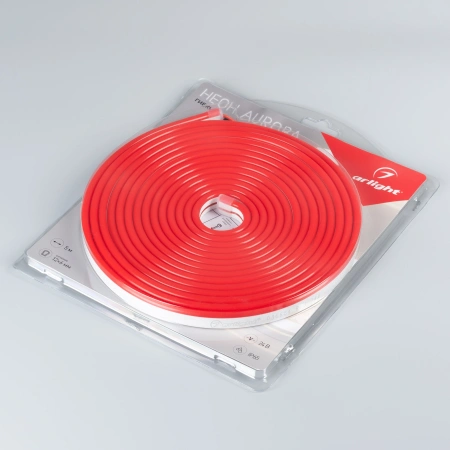 Лента герметичная AURORA-PS-A120-12x6mm 24V Red (10 W/m, IP65, 2835, 5m) (Arlight, Силикон)