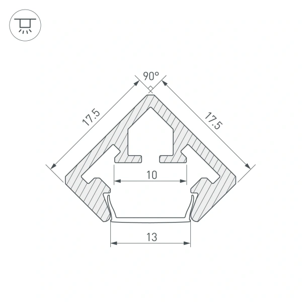 Профиль PDS45-KUB-2000 ANOD (Arlight, Алюминий)