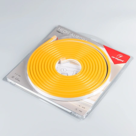Лента герметичная AURORA-PS-A120-16x8mm 24V Amber (10 W/m, IP65, 2835, 5m) (Arlight, Силикон)