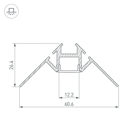 Профиль ARH-DECORE-S12-INT-2000 ANOD внутренний (Arlight, Алюминий)