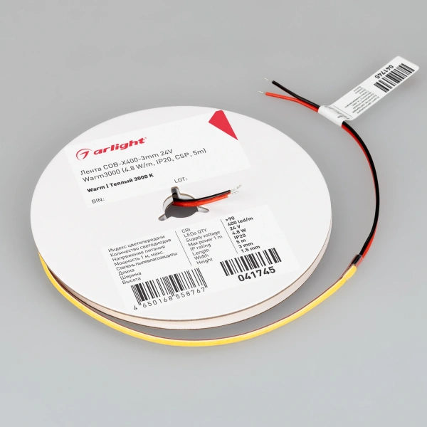 Светодиодная Лента COB-X400-3mm 24V Warm3000 (4.8 W/m, IP20, CSP, 5m) (Arlight, -)