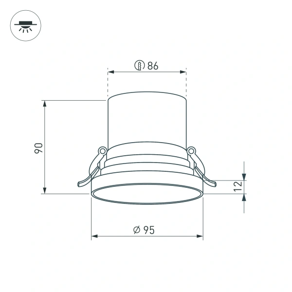 Светильник MS-VOLCANO-BUILT-R95-15W Day4000 (BK, 38 deg, 230V) (Arlight, IP20 Металл, 5 лет)